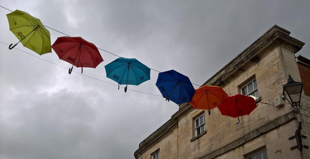 Umbrellas over Stroud High Street 7-7-2021 - enlarge